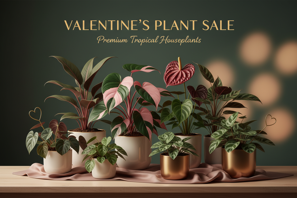 group of plants advertising new years sale