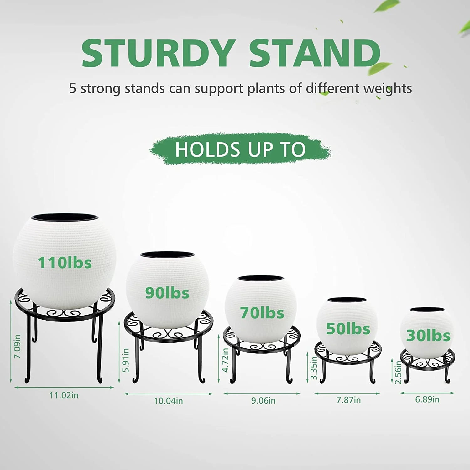 5 Pack Metal Plant Stand for Outdoor Indoor Heavy Duty Flower Pot Stands round Plant Shelf Black