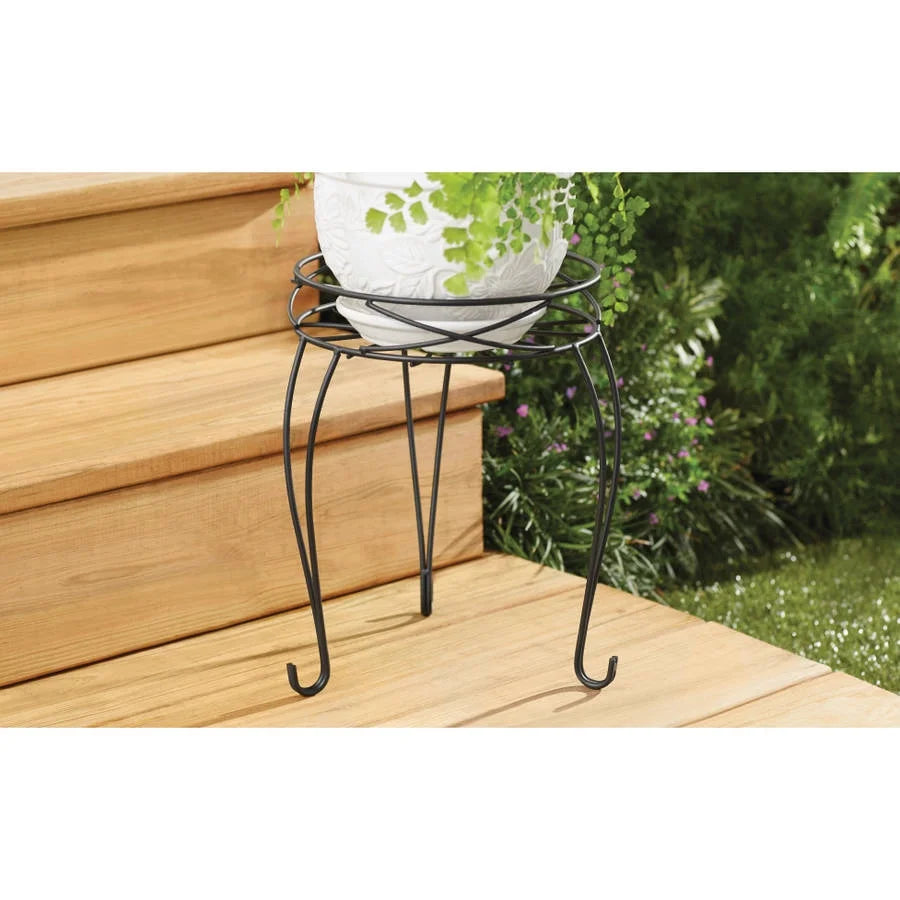 13IN  round Matte Black Metal Plant Stand