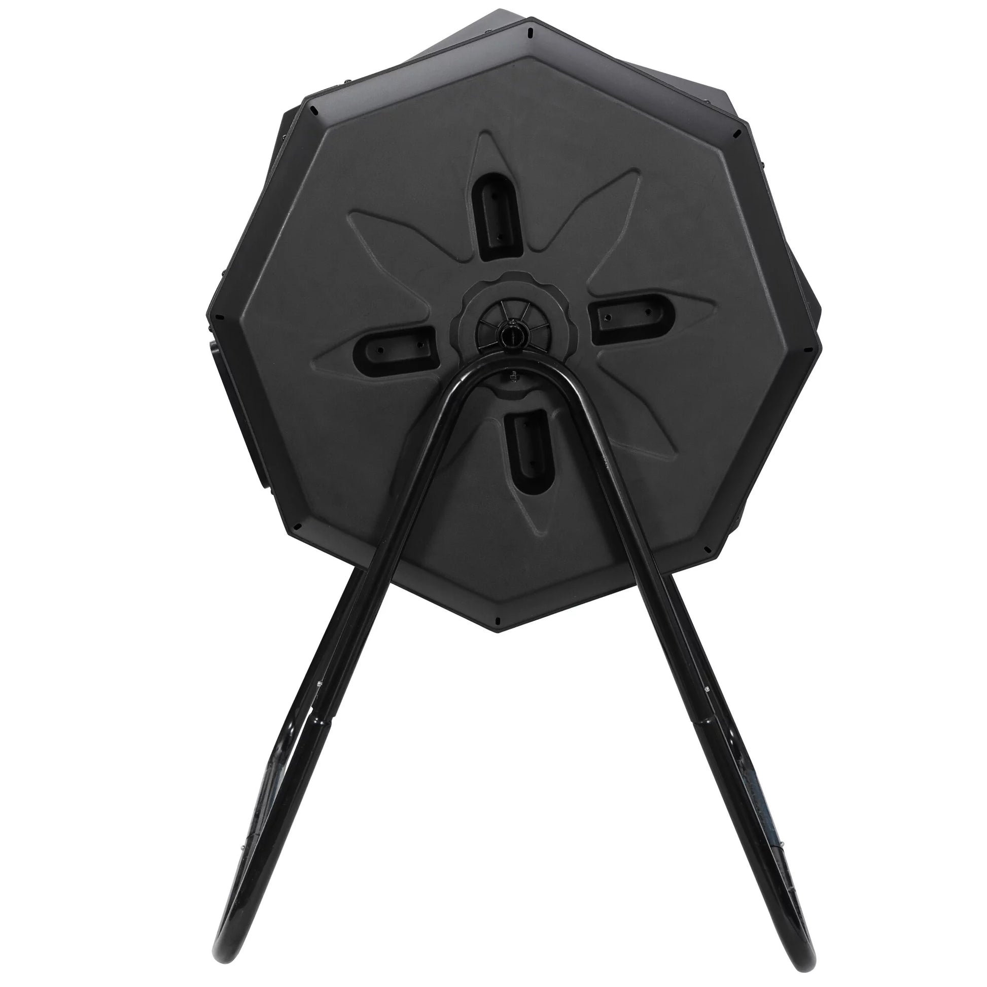 43Gal Outdoor Compost Tumbler Bin - Dual Chambers, Sliding Doors, Black,