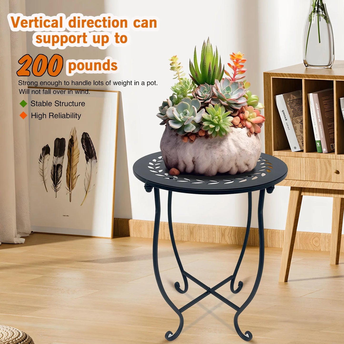 Outdoor round Patio Side Tables, 17--Inch Weather Resistant Metal End Table, Set of 2